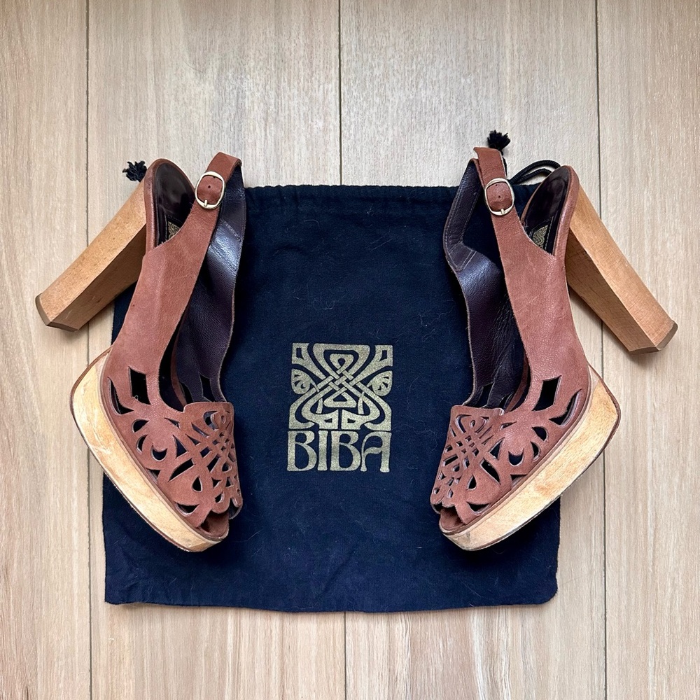 Biba Vintage (circa 1980s) Leather Platform Sandals